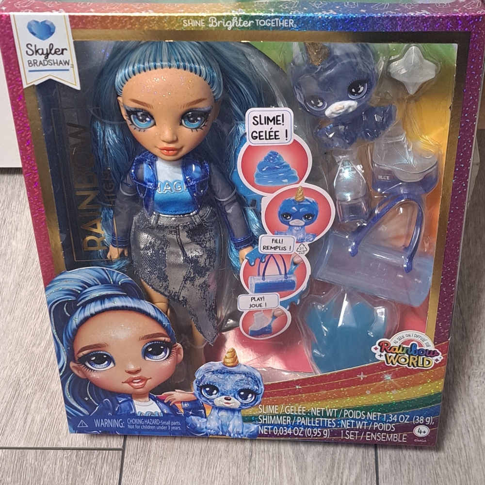 Brand New Skyler Bradshaw Rainbow High 11 inch tall Doll with Slime kit and Pet